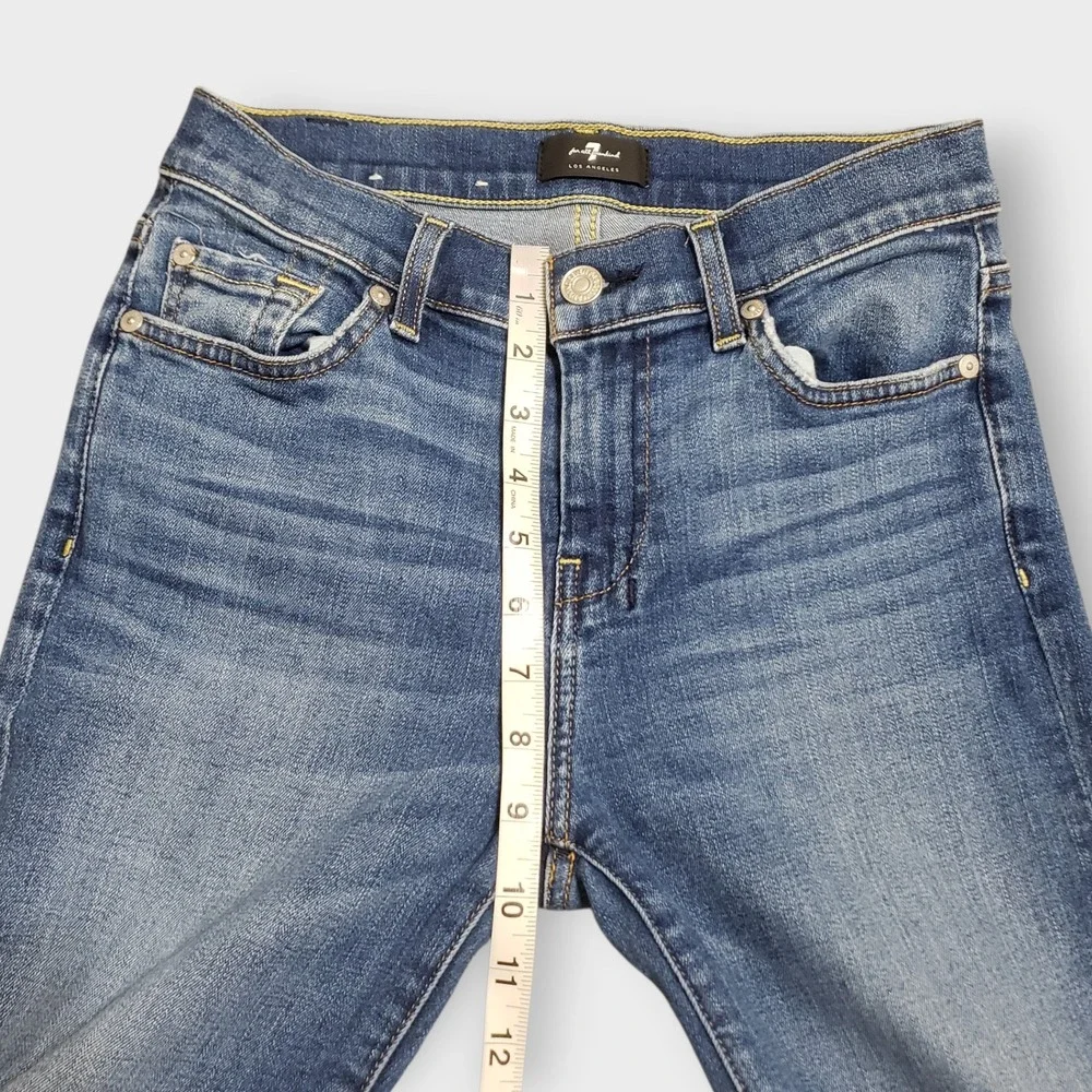 7 For All Mankind Dojo Flare Jeans Blue Denim Women Size 26 Medium Wash - Picture 13 of 15